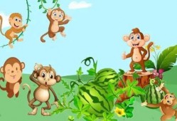 猴子上树吃瓜的故事视频